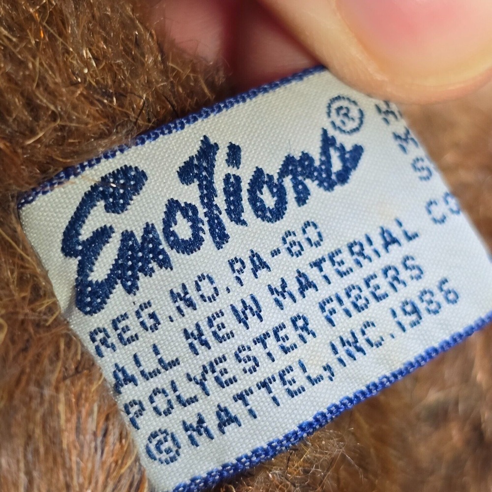 Vintage Mattel Emotions Plush Bear Brown 1986 Retro Toy‎ Stuffed Animal - Picture 5 of 10